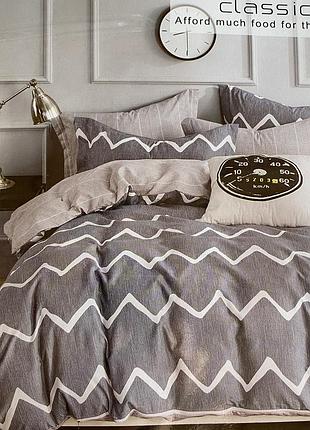 Постельное белье фланелевое евро размер, простынь на резинке 180х200+20см.