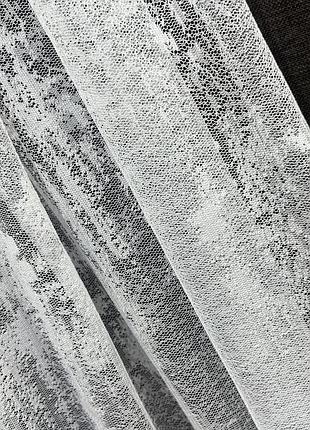 Белый тюль на тесьме ткань жаккард размер 400х270см  качественная гардина