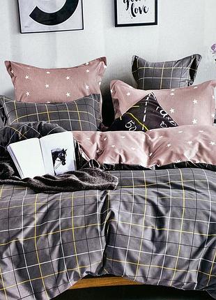 Постельное белье фланелевое евро размер, простынь на резинке 180х200+20см.