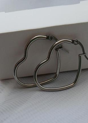 Серьги сердца конго медсталь нержавейка сердечки