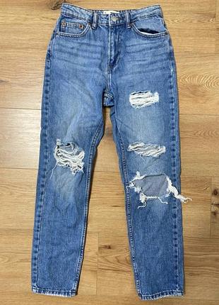 Джинсы женские синие mom tally waijl, размер xs.