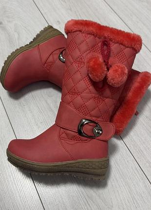 Дитячі чобітки зимові кораловий колір теплі зручні угорщина