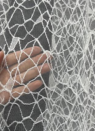 Готовый турецкий тюль на тесьме ткань жаккард размер 300х270см  качественная гардина цвет молочный