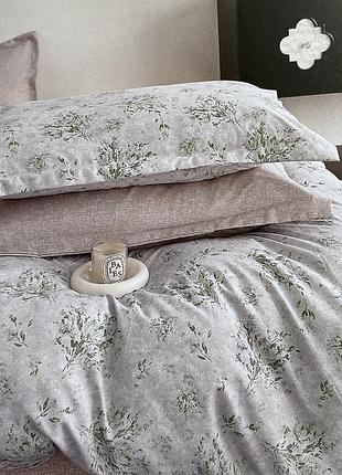 Полуторное фланелевое постельное белье 150х220, простынь с резинкой по кругу