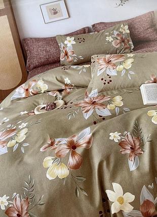 Полуторное фланелевое постельное белье пододеяльник 150х220, простынь с резинкой по кругу