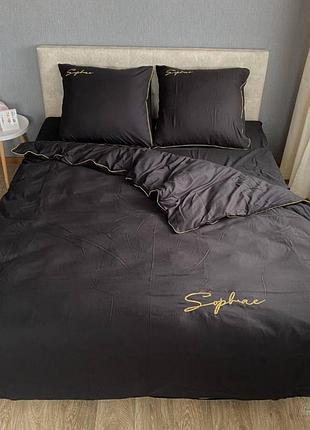 Евро комплект сатинового постельного белья высокого качества. размер евро