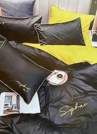 Двуспальный комплект сатинового постельного белья высокого качества. размер 2.0