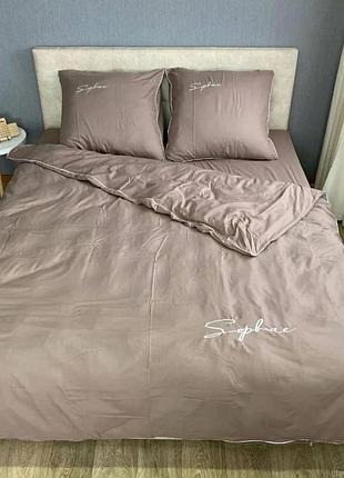 Двуспальный комплект сатинового постельного белья высокого качества. размер 2.0