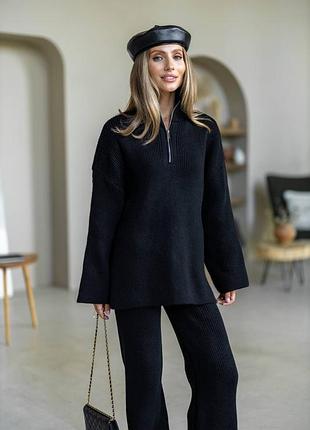 Вязаный теплый костюм шерсть свитер и брюки штаны