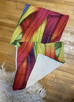 Дві декоративні наволочки для декору двохсторонні, одна сторона лляна і друга яскрава на застібці