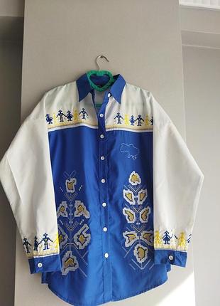 Патриотическая рубашка вышиванка с картой украины l размера
