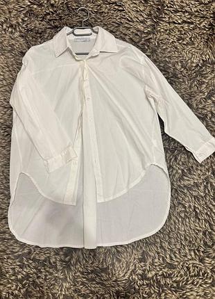 Біла стильна брендова сорочка жіноча стиль мода оверсайз
