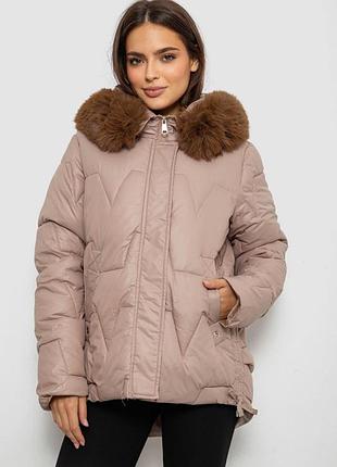 Куртка женская зимняя короткая, цвет мокко
