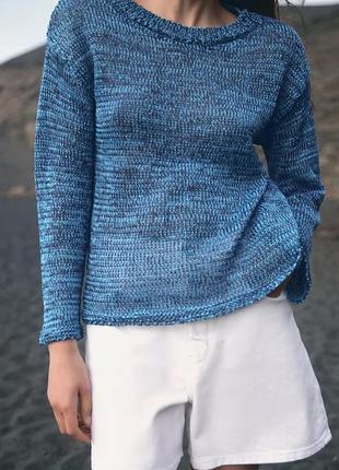 Светр бірюзово- синій z@ra  сітчастий . тканина полієстр.  не теплий.  тягнеться.