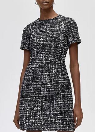 Чорна твідова сукня warehouse sparkle з короткими рукавами ( розмір m/l)