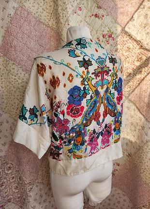 Вінтажне коміно яскраве японський піджак жакет накидка з принтом girla on film