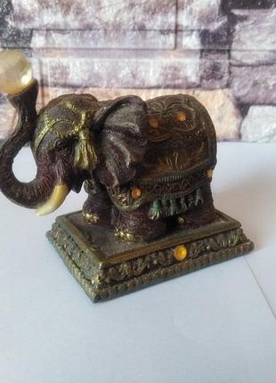 Статуэтка слон индийский металл для изобилия дома уценка 3