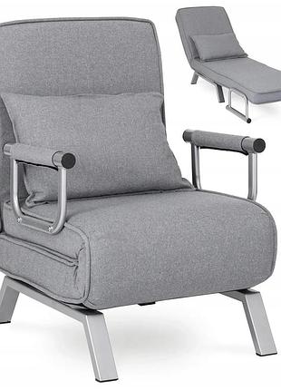 Раскладное кресло,раскладушка mebel elite bart,серый (kr-65)(крісло-80/65/68; ліжко-190/65)