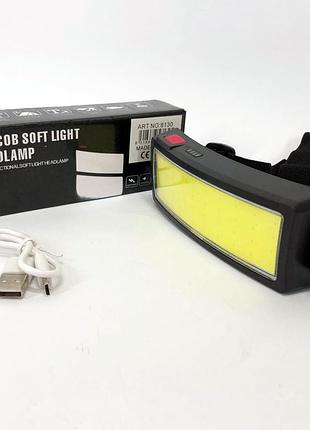 Налобный фонарик яркий для сто bailong bl-f007-cob, 3 режима, водостойкий, зарядка от usb