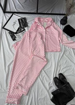 Пижама мягкая, как облачко ☁️ в нежных цветах 🪷размер: s-м и l-xl цвет: мята и розовый