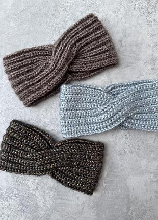 Бронзова чалма коричнева повʼязка на голову біла тепла жіноча чалма тюрбан повязочка