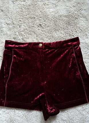 Topshop велюрові шорти марсал