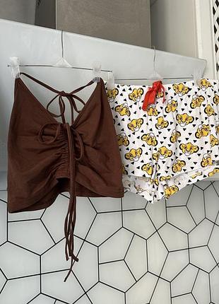 Піжама трикотаж сімба, піжамка шорти топ, піжама disney,