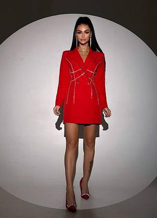 ❗ексклюзив❗праздничное платье жакет пиджак со стразами бахромой