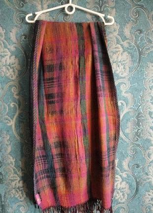 Крутой качественный двусторонний теплый шарф 40% шерсти