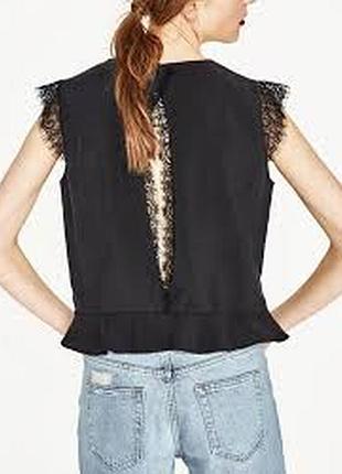 Топ майка zara размер 44 10 модал новая кружева  длина 52 новая