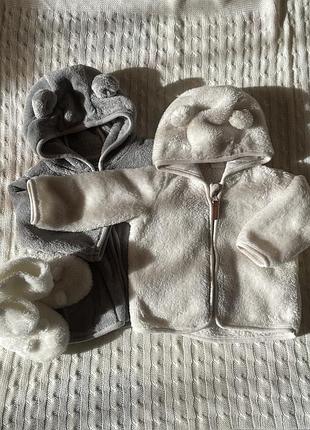 Курточка teddy  h&m 3/6 міс пінетки махрові