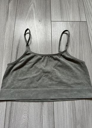 Топ рубчик хакі на бретелях спортивний рашград