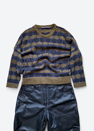 Женская кофта из альпака свитер женский синий свитер оверсайз женский джемпер коричневый свитер в полоску синий