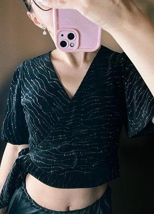 Праздничный кроптоп на затин с блестками