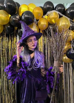 Образ на хеловін костюм відьми відьма косплей шляпа сукня плаття мітла аніматор