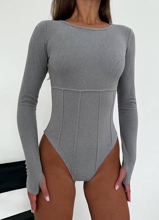 Te1014 серое термободи с длинным рукавом термофлис