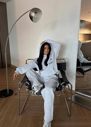 Накладной платеж ❤ турецкий на флисе теплый прогулочный костюм оверсайз худи с надписями и брюки на резинке