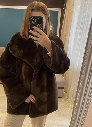 Шуба шубка еко-мутон шоколад