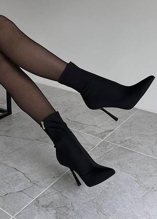 Жіночі чорні ботильйони на шпильці ☺️ жіночі ботильйони на каблуку ♥️