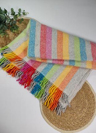 Плед в смужку з натуральної вовни