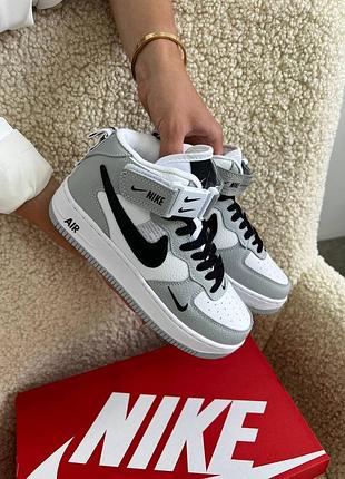 🌺женские кроссовки nike air force mid utility white grey