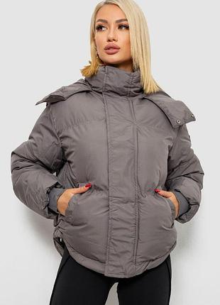 Куртка женская зимняя короткая, серый цвет
