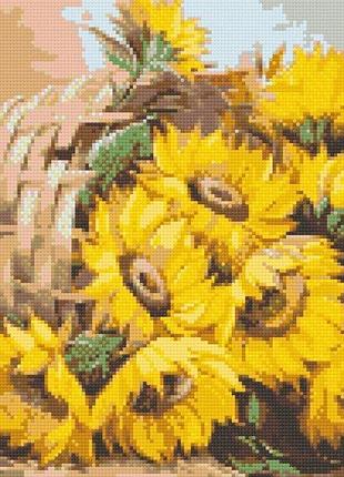 Набір алмазна мозаїка соняшники у кошику квіти 40*50 см od3027, yargo