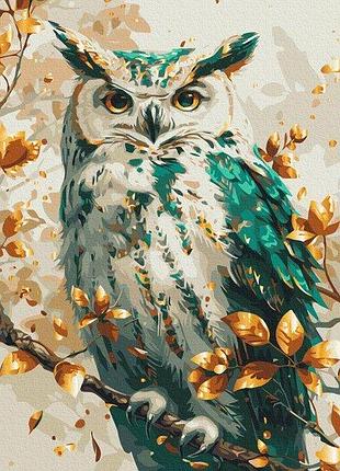 Набір картина за номерами "смарагдова сова з фарбами металік" 40х50см bs54117, yargo