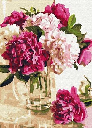 Набор картина по номерам "нежные пионы в стеклянной вазе" 40х50см bs51329, yargo