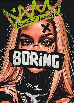 Набор картина по номерам плохая девочка с красками металик серебро 40*50 см lw3312, yargo