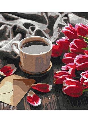 Набор премиуи картина по номерам "тюльпаны к кофе" 40х50см pbs36492, yargo