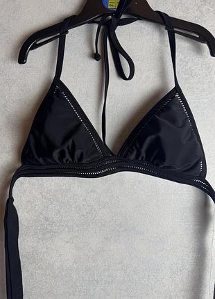 Чёрный купальный лиф бикини топ v by very на завязках 🇫🇷