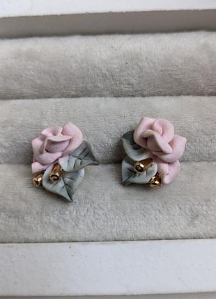 Серьги винтажные фарфоровые, ручная работа