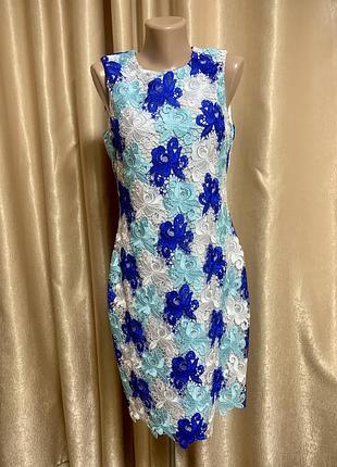 Неймовірна сукня плаття calvin klein з мережива квітки розмір xs